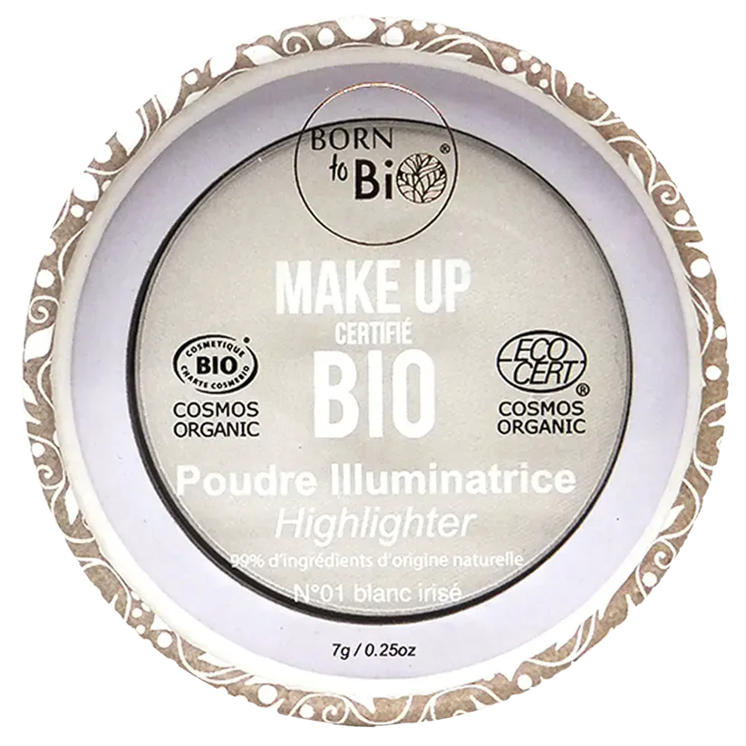 Born to Bio - poudre illuminatrice (highlighter) 01 blanc irisé 7g - certifié bio