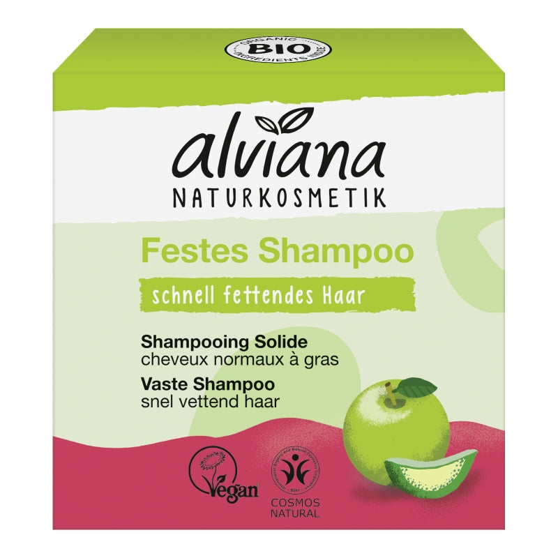 Shampooing solide cheveux normaux à gras pomme 60g Alviana