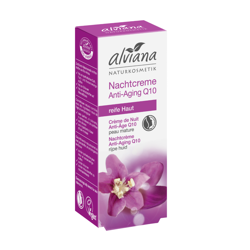 Crème visage nuit bio anti âge Q10 30 ml Alviana