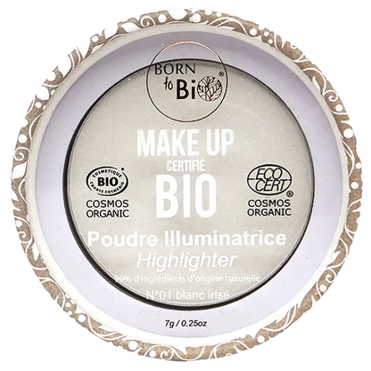 Born to Bio - poudre illuminatrice (highlighter) 01 blanc irisé 7g - certifié bio