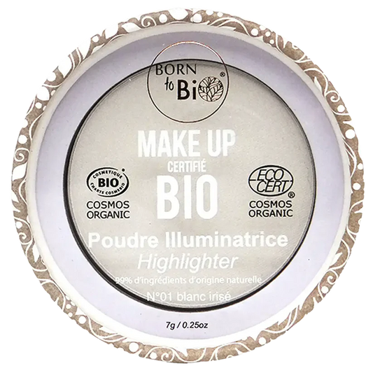 Born to Bio - poudre illuminatrice (highlighter) 01 blanc irisé 7g - certifié bio