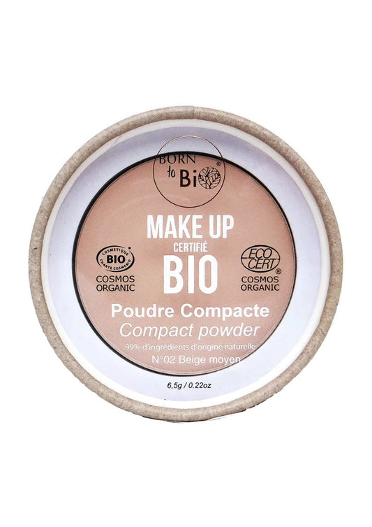Born to Bio - poudre compacte 02 beige moyen 6,5 g - certifié bio