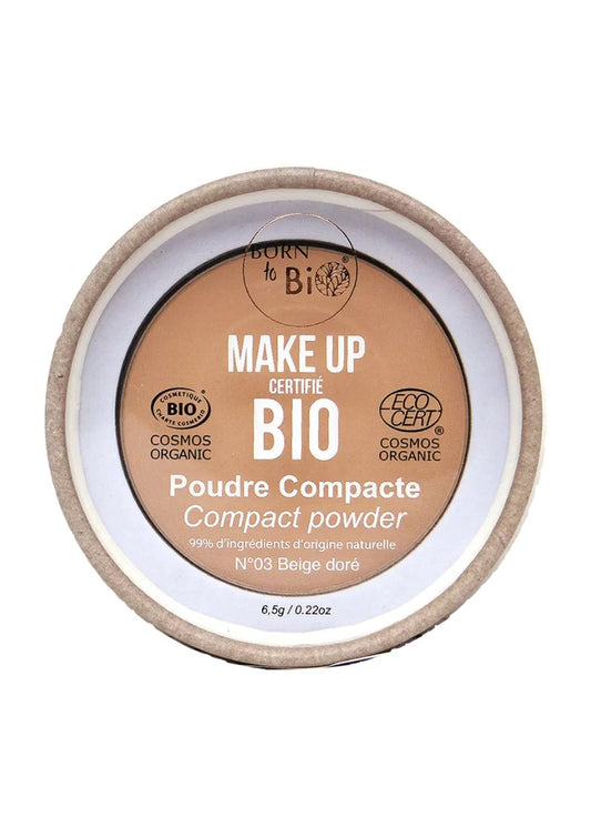 Born to Bio - poudre compacte 03 beige doré 6,5 g - certifié bio