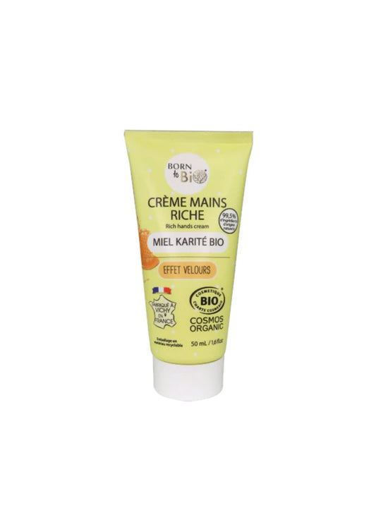 Born to Bio - crème mains riche miel karité effet velours 50 ml - certifié bio